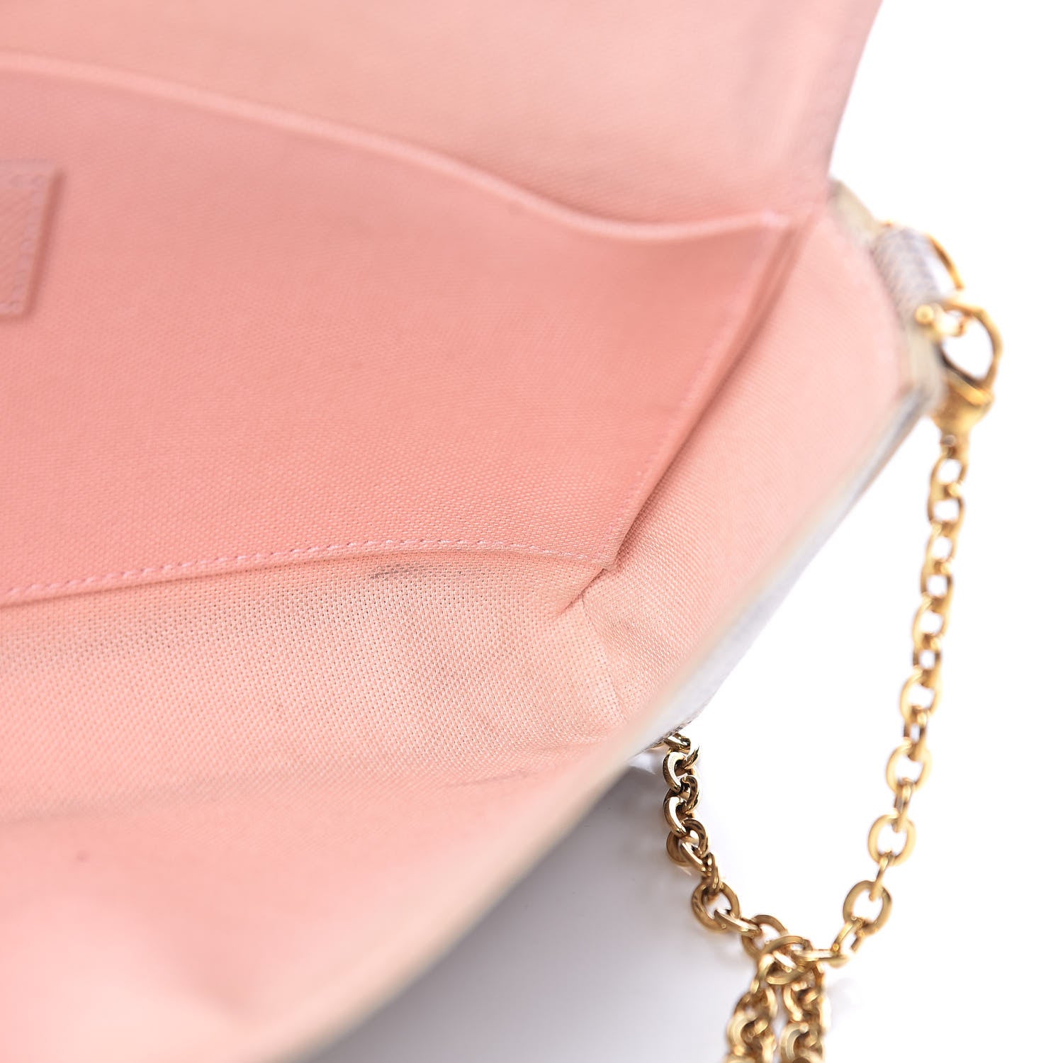 Louis Vuitton Damier Azur Pochette Felicie Chain Wallet Rose Ballerine 12 of 17