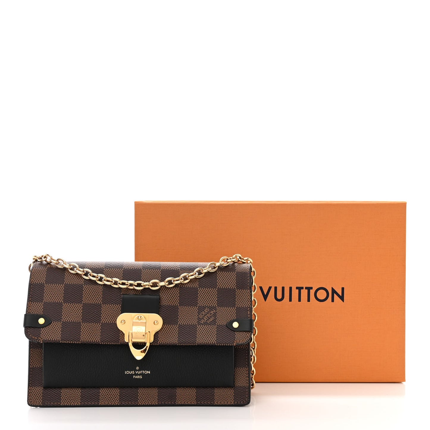 Damier Ebene Vavin Chain Wallet Black