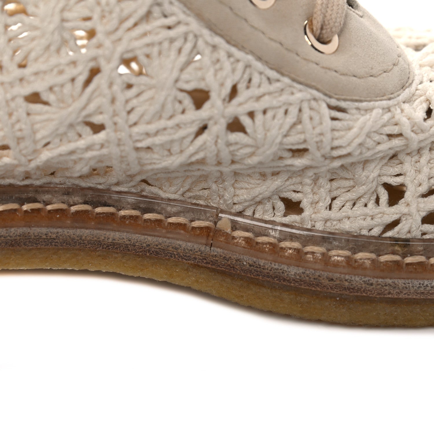 Chanel Crochet Calfskin Lace Up Boots 38 Beige 9 of 11