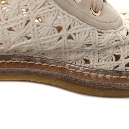 Chanel Crochet Calfskin Lace Up Boots 38 Beige 9 of 11