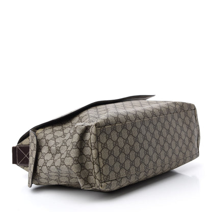 Gucci GG Supreme Monogram Selleria Calfskin Messenger Diaper Bag Beige Ebony Cocoa Dark Chocolate 5 of 13