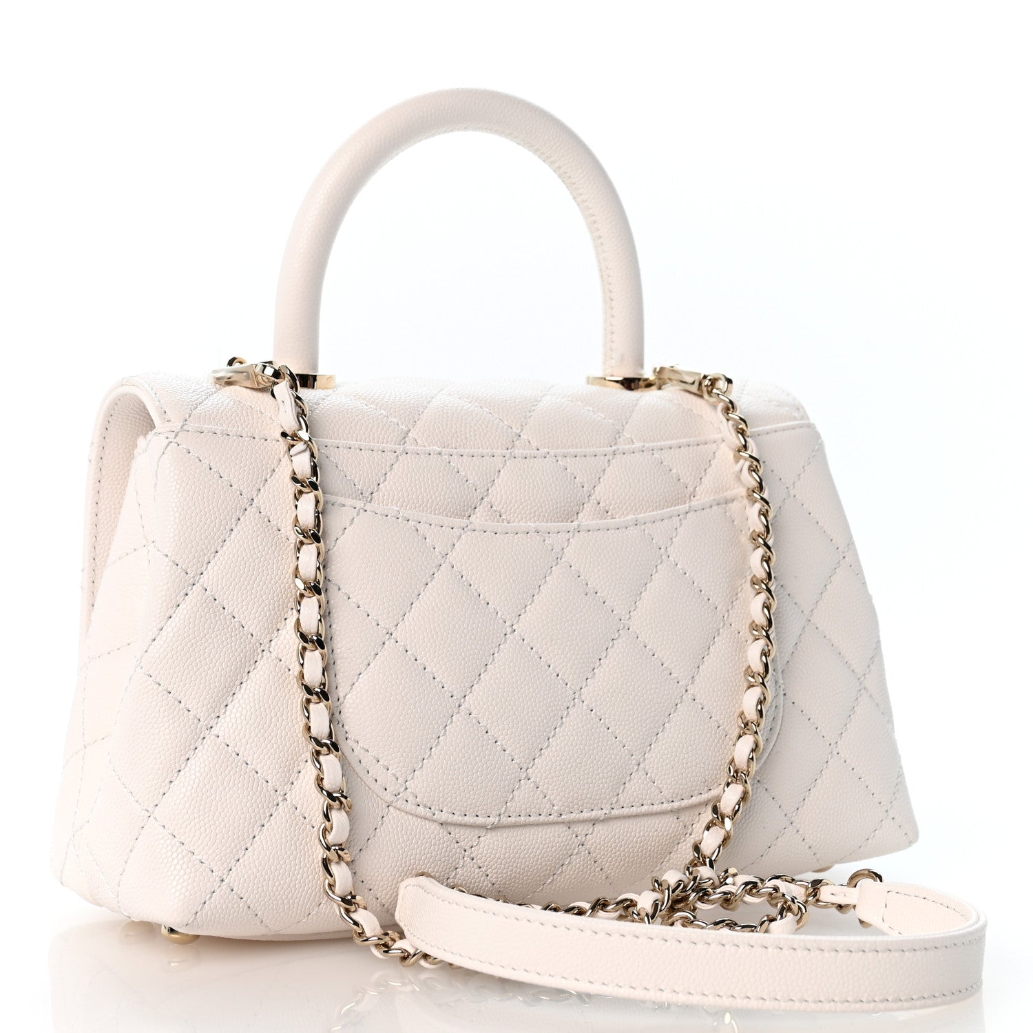 Chanel Caviar Quilted Mini Coco Handle Flap White 3 of 10