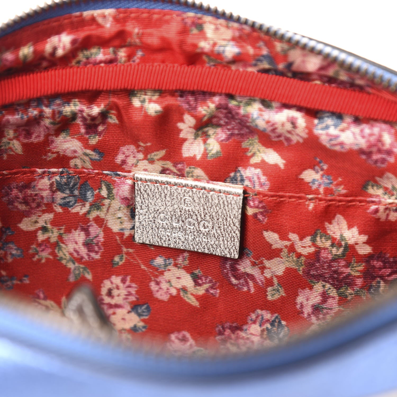 Gucci Laminated Nappa Trapuntata Small Zumi Shoulder Bag Rosso Marine Argento 6 of 11
