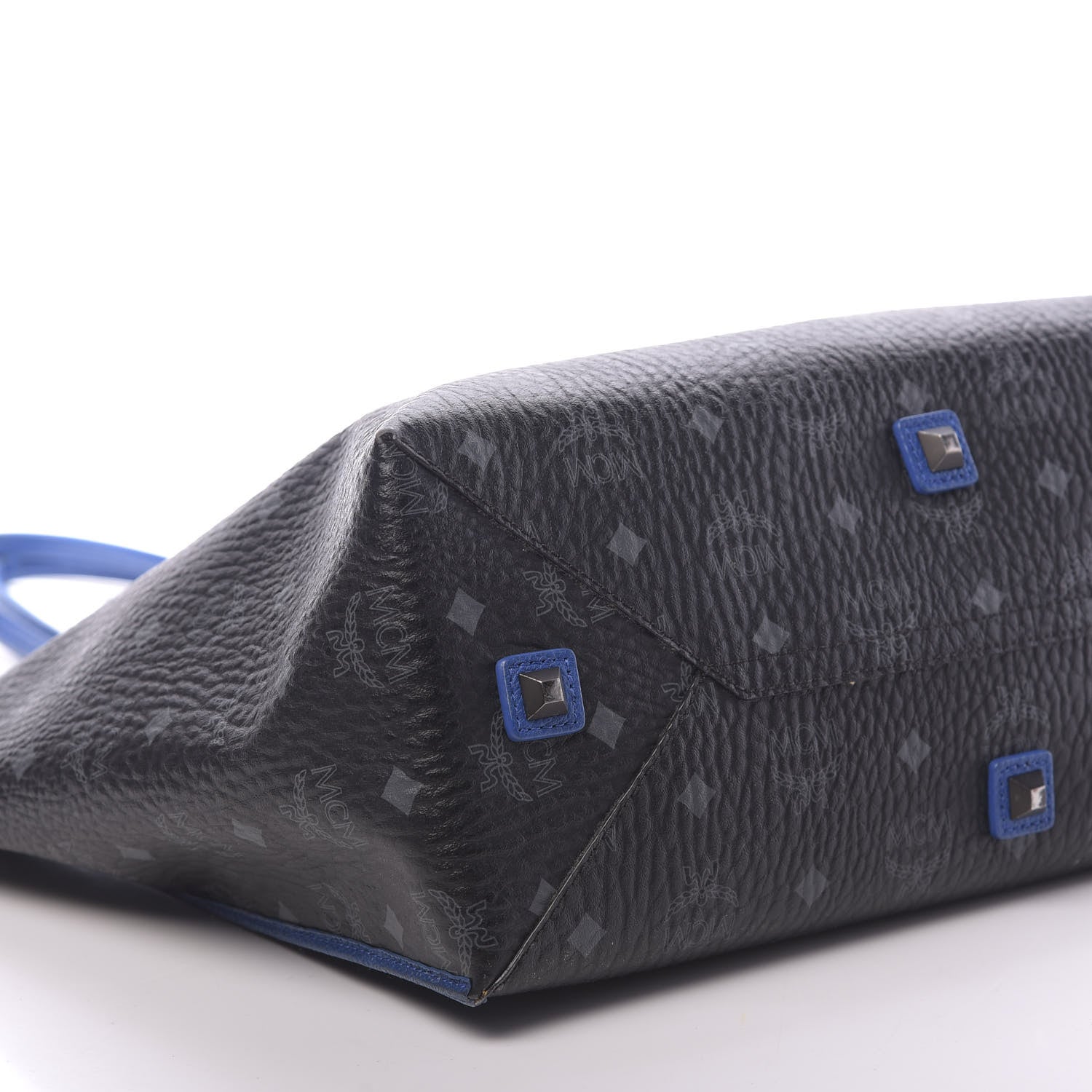 MCM Metallic Visetos Medium Kira Shopper Tote Black Blue 12 of 17