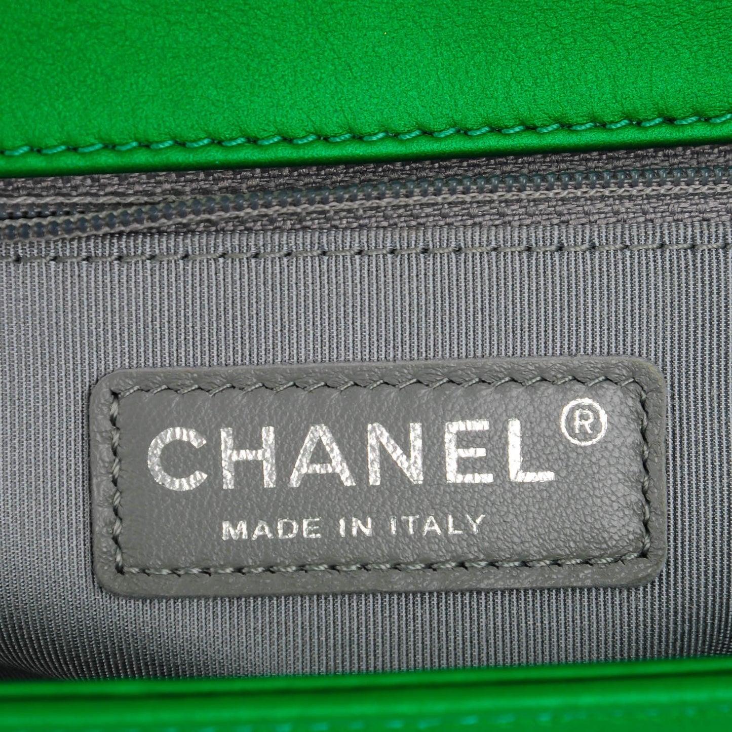 Metallic Calfskin Quilted Medium Boy Flap Green