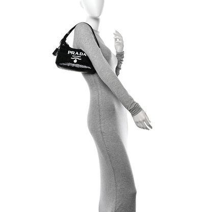 Prada Paillettes Sequin Mini Re-Edition 2000 Bag Black White 2 of 10