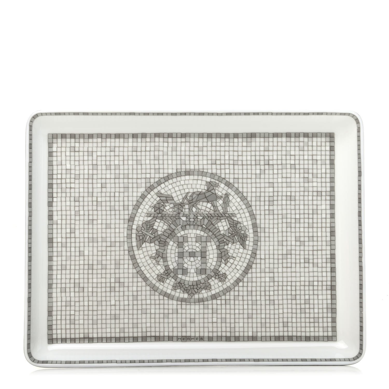 Hermes Porcelain Mosaique Au 24 Sushi Plate Platine 1 of 6