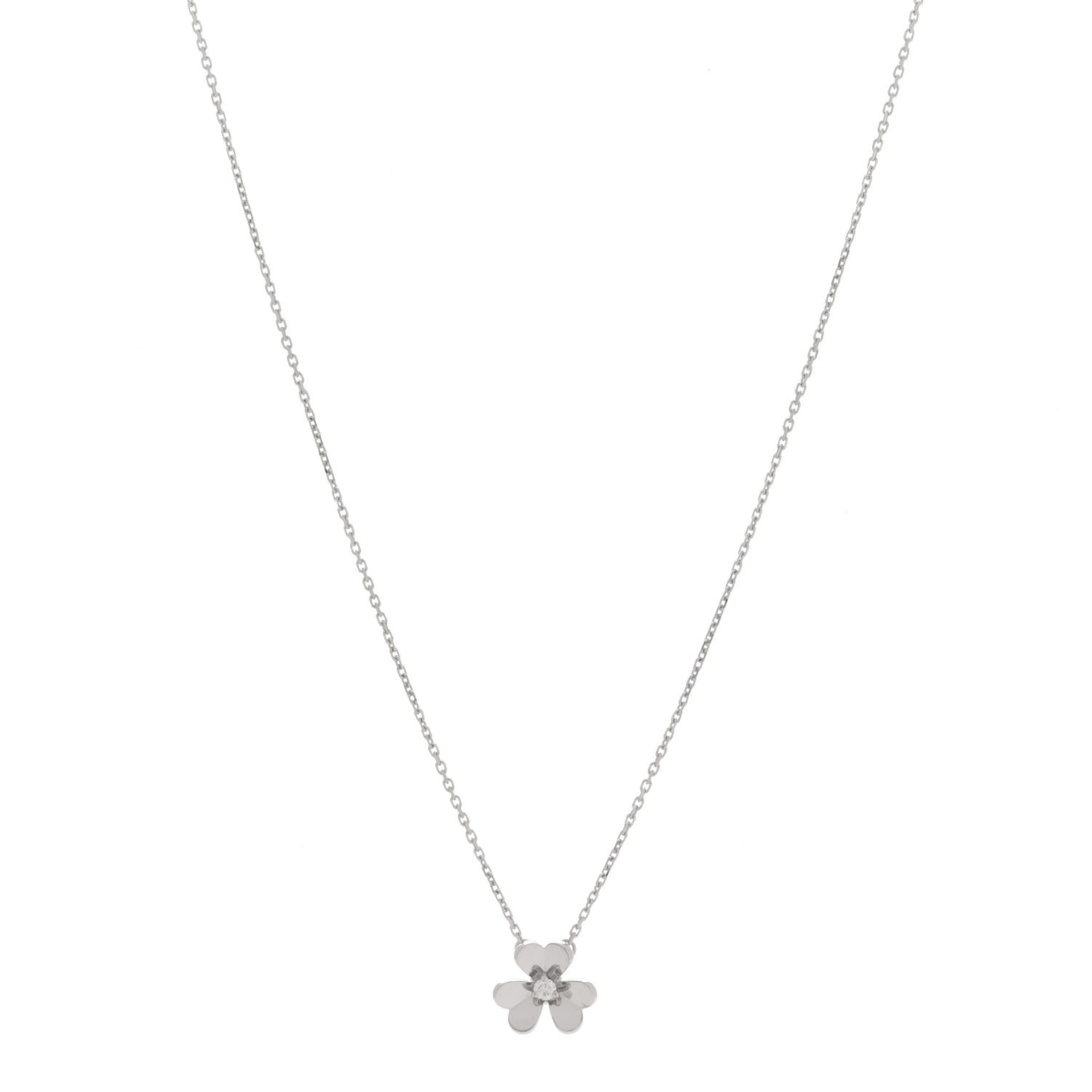 Van Cleef & Arpels 18K White Gold Diamond Mini Frivole Pendant Necklace 1 of 6