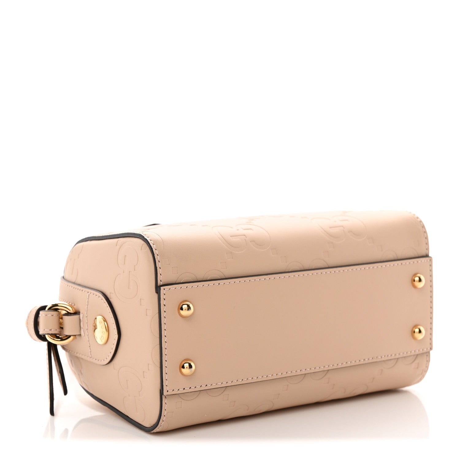 Gucci Gilbert Calfskin Jumbo GG Embossed Super Mini Top Handle Bowler Bag Beige 4 of 10
