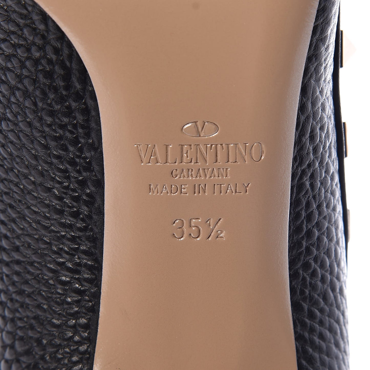 Pebbled Calfskin Rockstud 85mm Pumps 35.5 Black