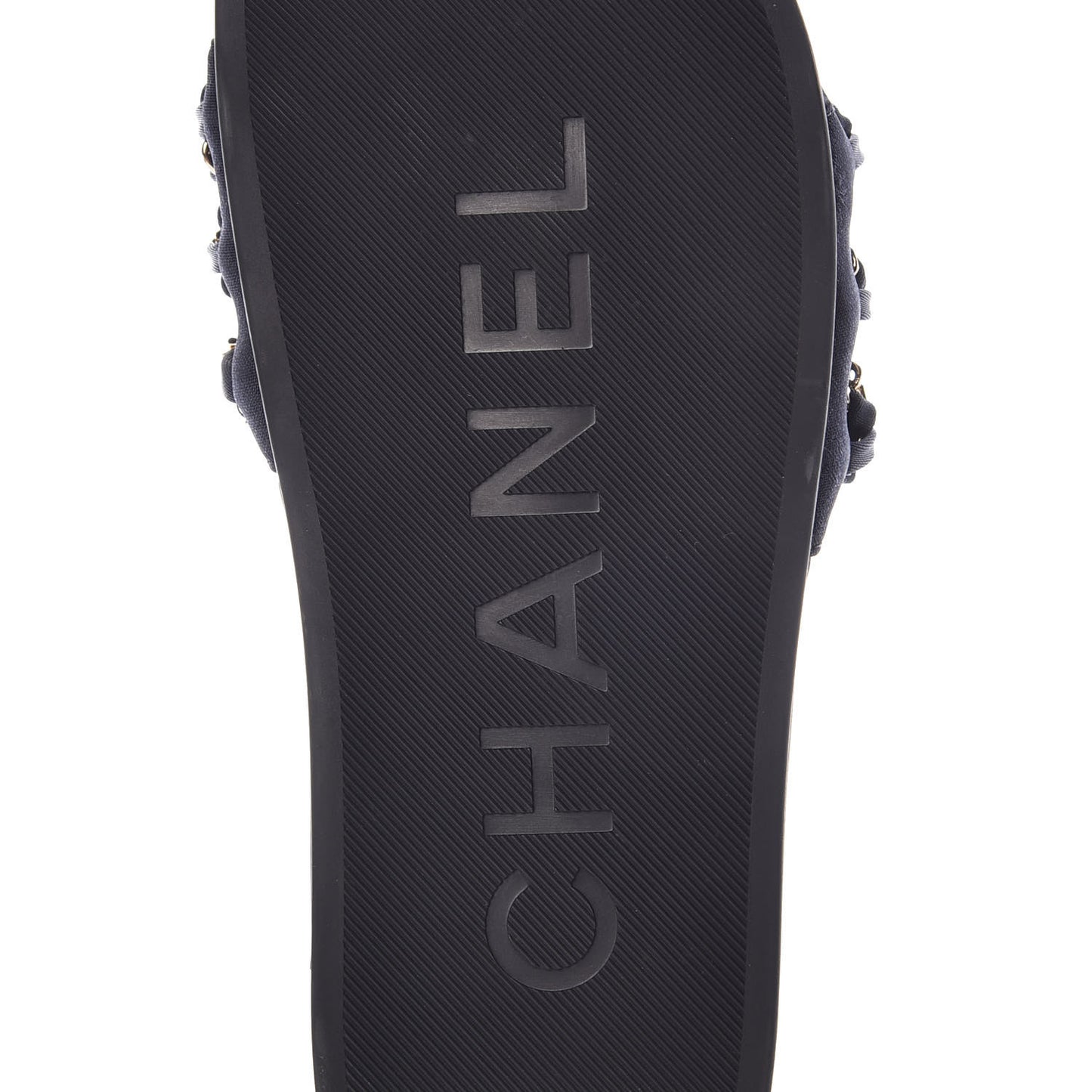 Canvas Chain Flat Sandals 36 Marine