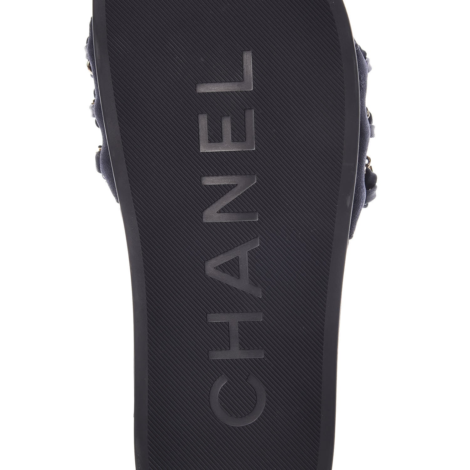 Chanel Canvas Chain Flat Sandals 36 Marine 7 of 10