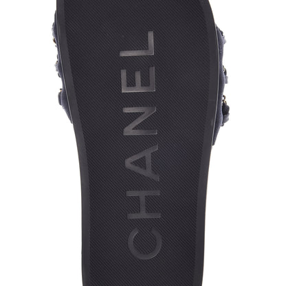 Chanel Canvas Chain Flat Sandals 36 Marine 7 of 10
