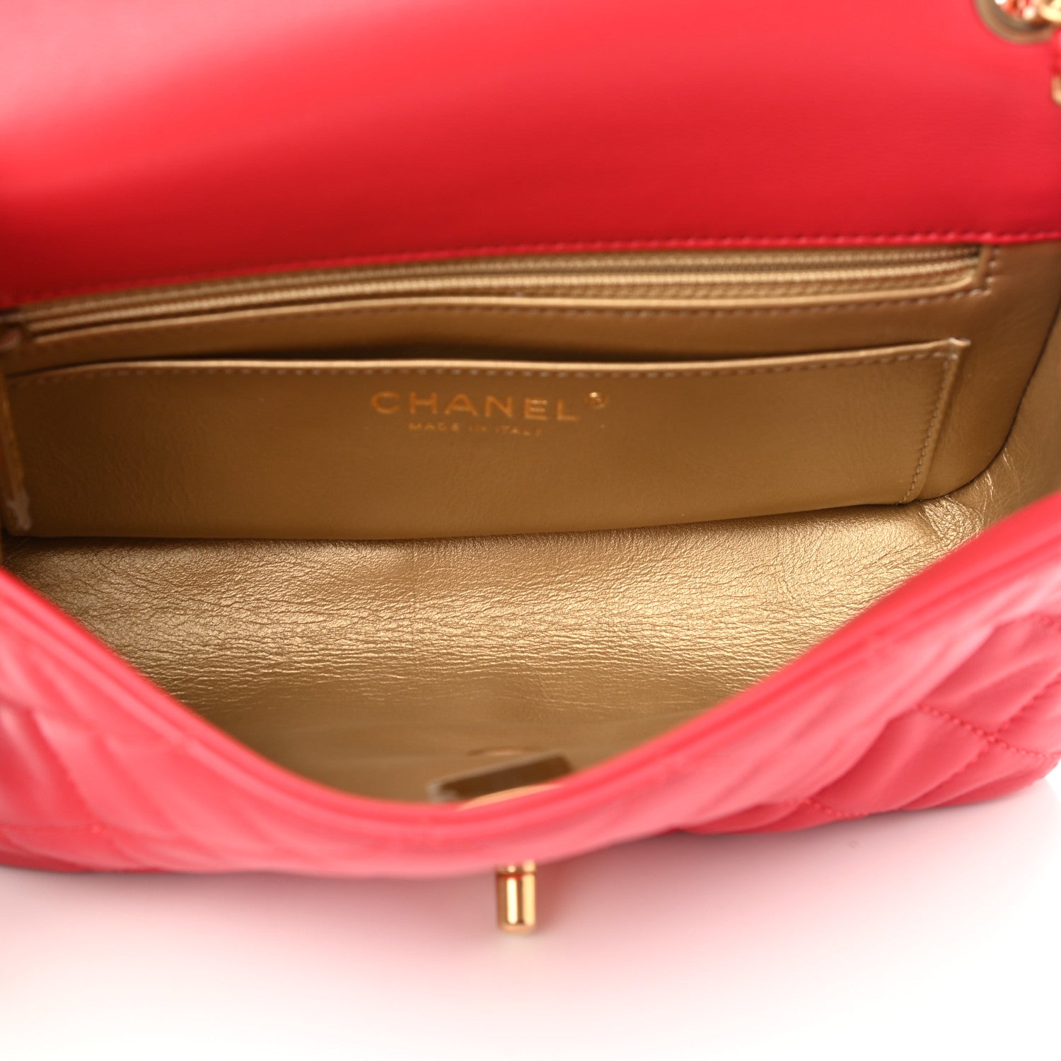 Chanel Lambskin Quilted Mini Rectangular Pearl Crush Flap Red 5 of 11