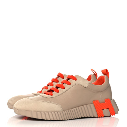 Hermes Goatskin Suede Goatskin Bouncing Sneakers 37.5 Beige Sarrasin 3 of 8