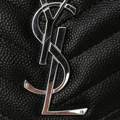 Saint Laurent Grain De Poudre Matelasse Chevron Monogram Flap Wallet Black 9 of 11