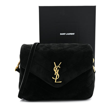 Saint Laurent Suede Y Quilted Monogram Toy Loulou Crossbody Bag Black 11 of 11