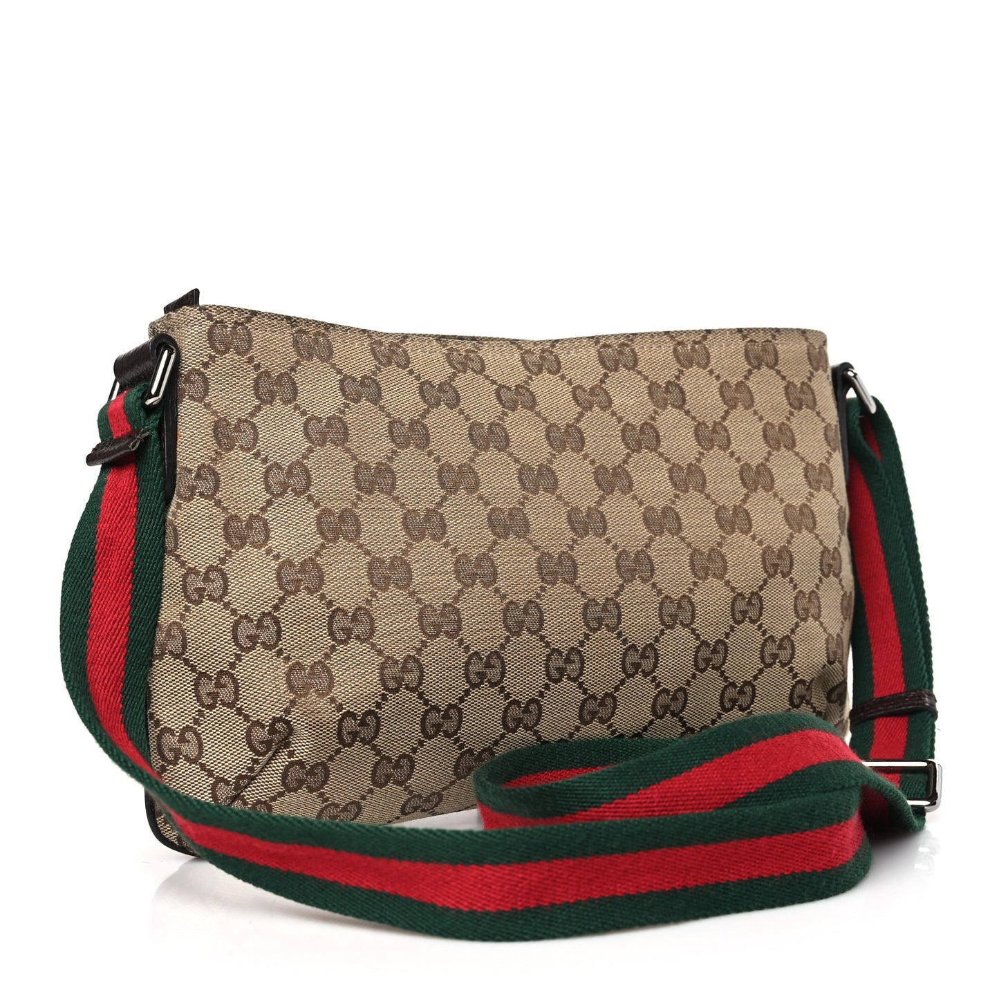 Monogram Web Small Flat Messenger Crossbody Dark Brown