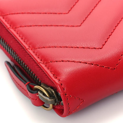 Gucci Calfskin Matelasse GG Marmont Zip Around Wallet Hibiscus Red 7 of 9