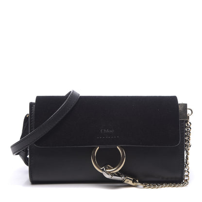 Chloe Suede Calfskin Mini Faye Shoulder Bag Black 1 of 10