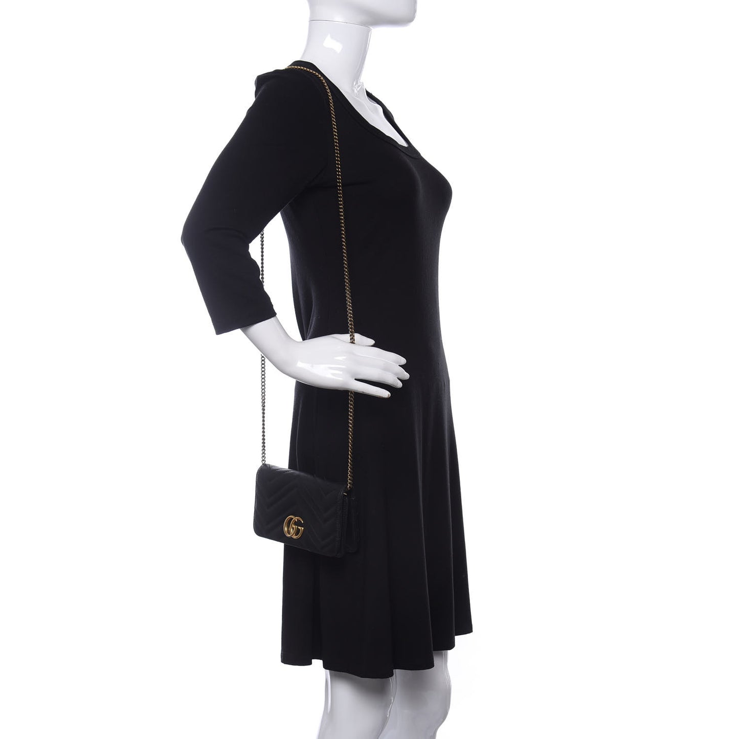 Calfskin Matelasse GG Marmont Mini Bag Black
