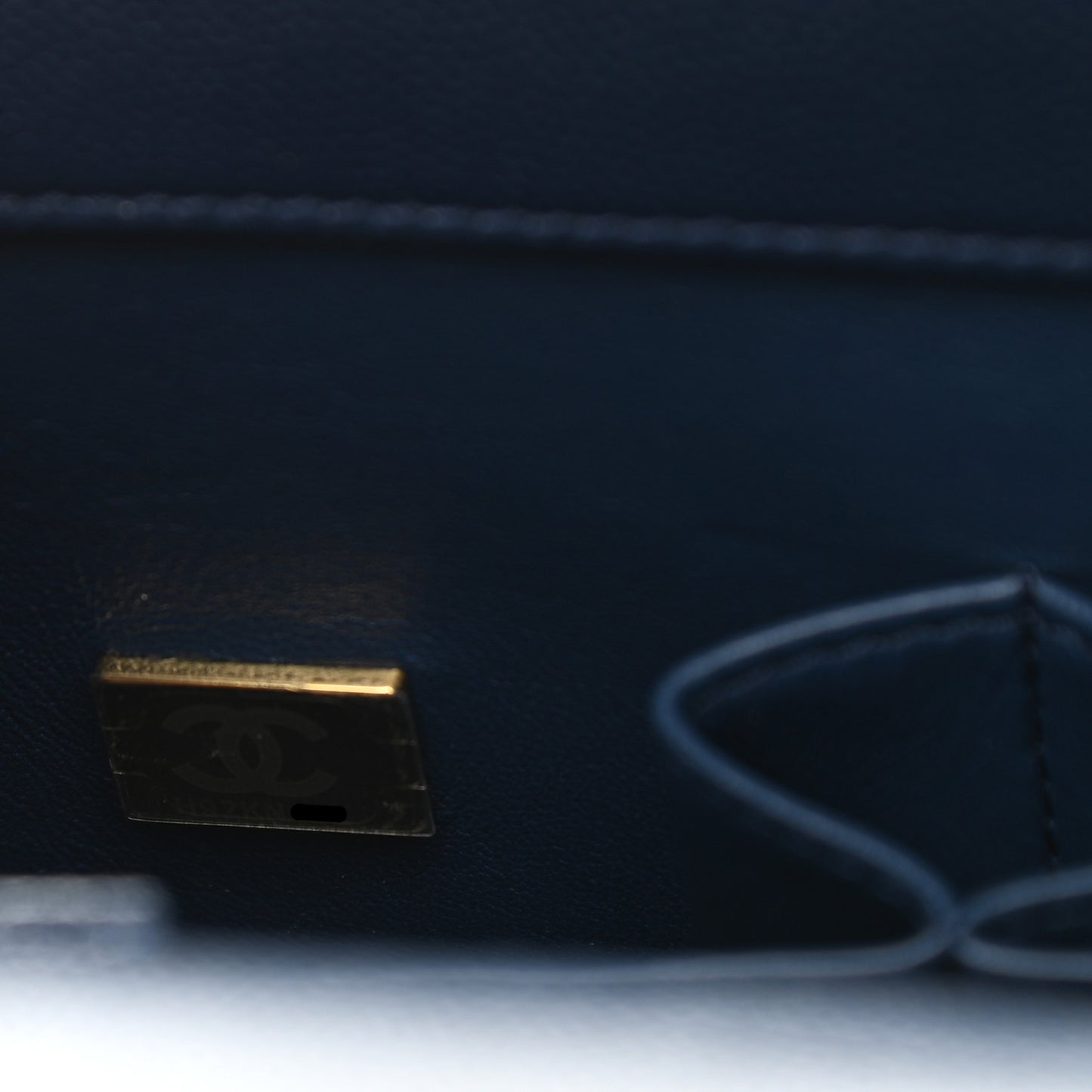 Caviar Lizard Embossed Quilted Small Coco Handle Flap Navy Blue