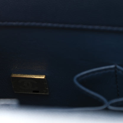 Chanel Caviar Lizard Embossed Quilted Small Coco Handle Flap Navy Blue 7 of 9