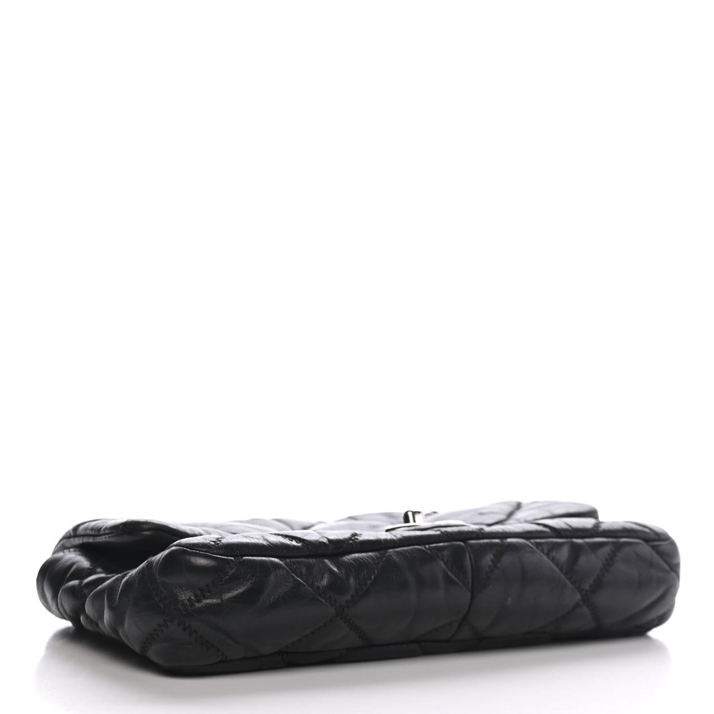 Calfskin Small Bubble Quilt Flap Black