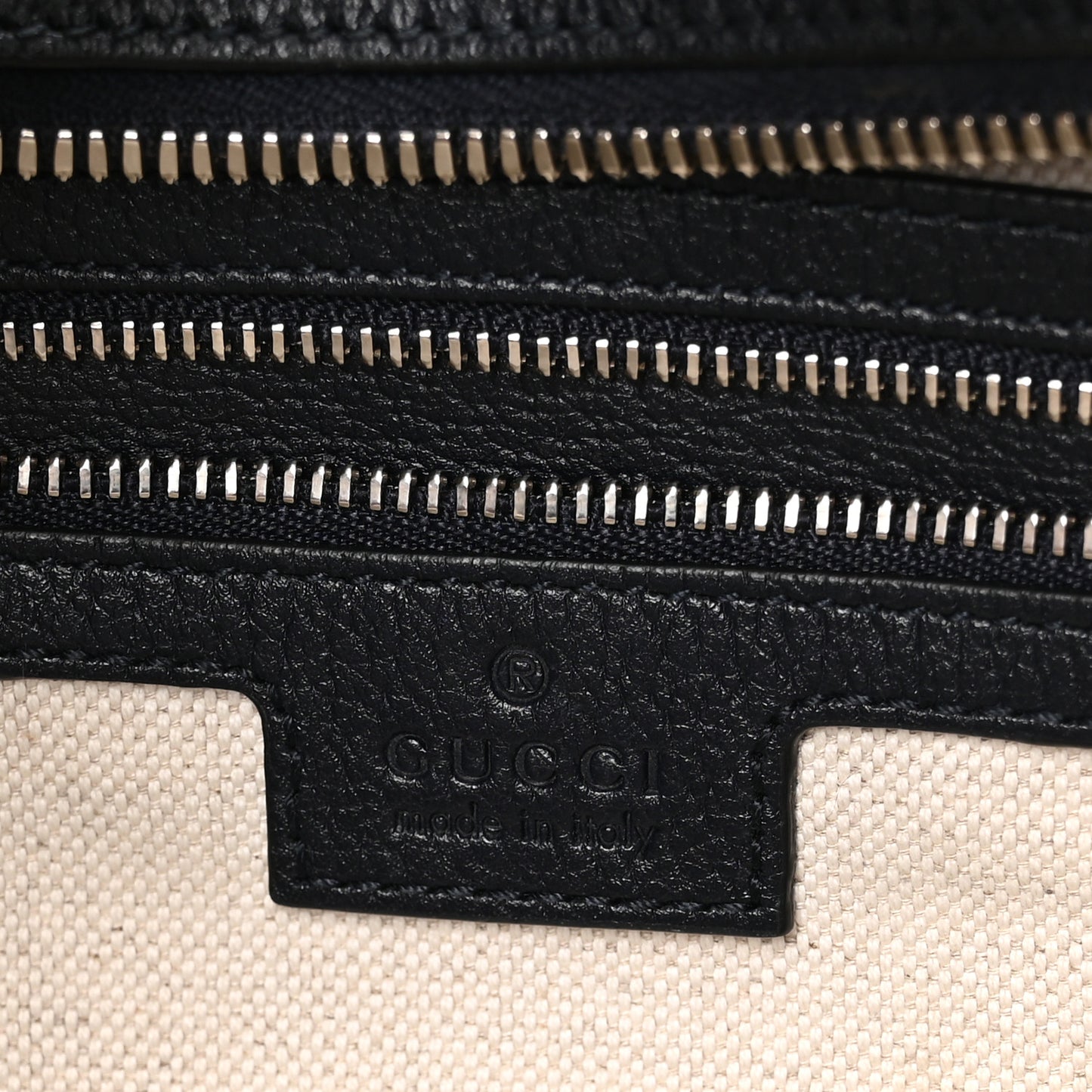 GG Supreme Monogram Textured Calfskin Web Large Attache Shoulder Bag Beige Blue