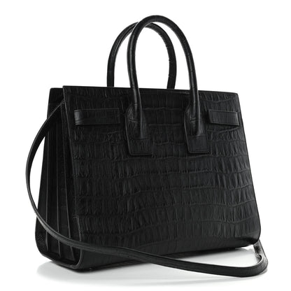 Saint Laurent Calfskin Crocodile Embossed Small Sac de Jour Black 2 of 4