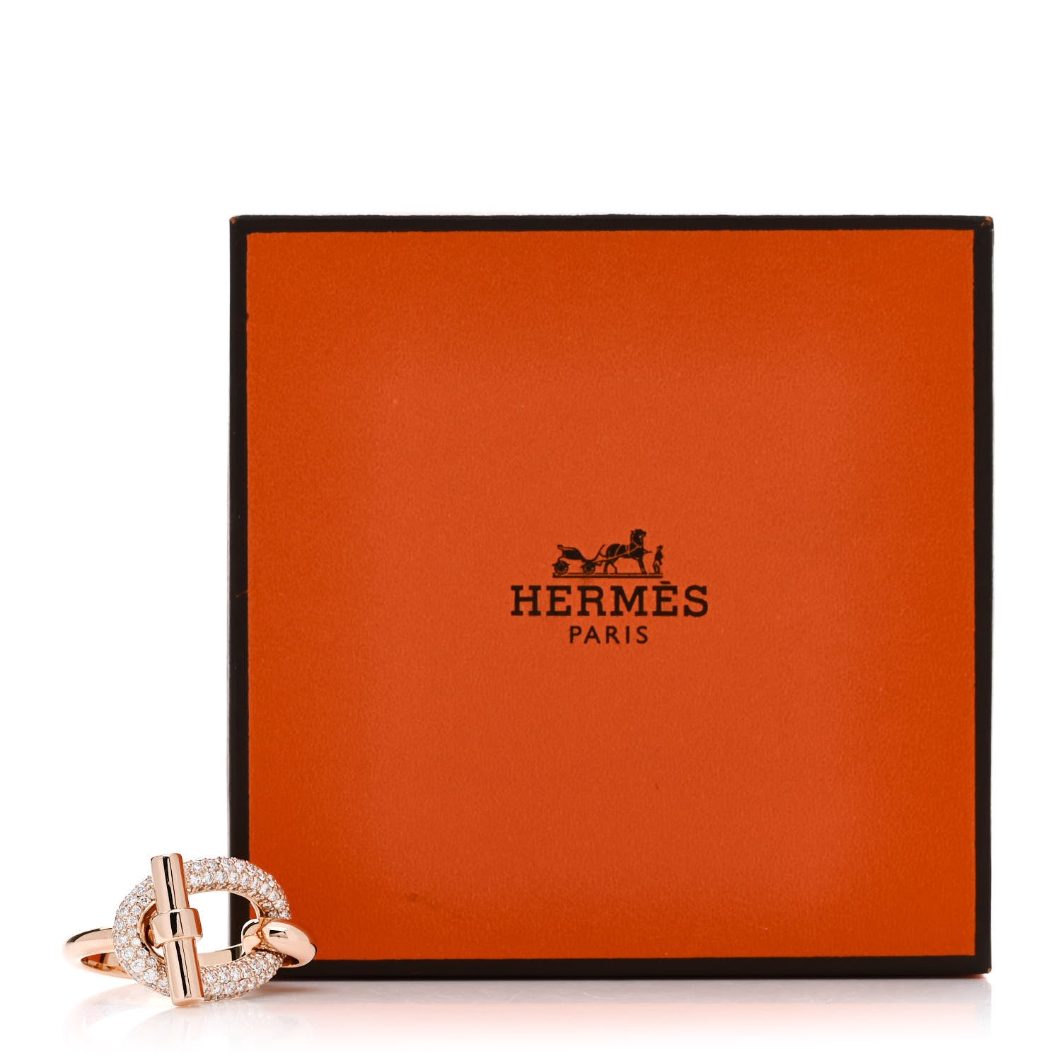 Hermes 18K Rose Gold Diamond Adage Ring 52 6 7 of 7