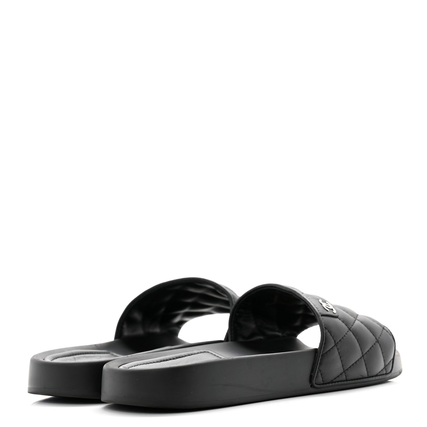 Lambskin Quilted CC Mules Sandals 40 Black