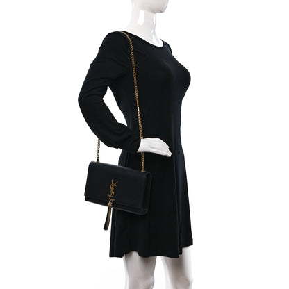 Saint Laurent Smooth Calfskin Medium Classic Monogram Kate Tassel Satchel Black 2 of 9