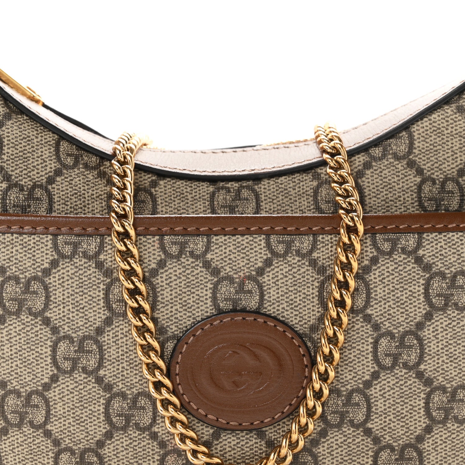 Gucci GG Supreme Monogram Azalea Calfskin Mini Retro Interlocking G Half Moon Bag Beige Ebony Brown Sugar 8 of 11