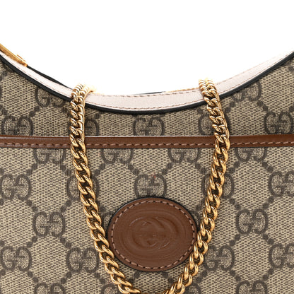 Gucci GG Supreme Monogram Azalea Calfskin Mini Retro Interlocking G Half Moon Bag Beige Ebony Brown Sugar 8 of 11