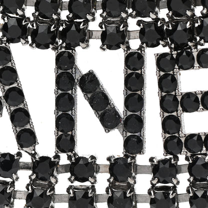 Chanel Crystal CC Logo Choker Necklace Silver Black 5 of 7