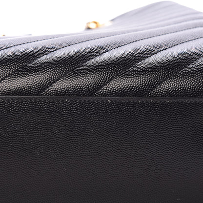 Saint Laurent Grain De Poudre Matelasse Chevron Monogram Shopping Bag Black 13 of 14