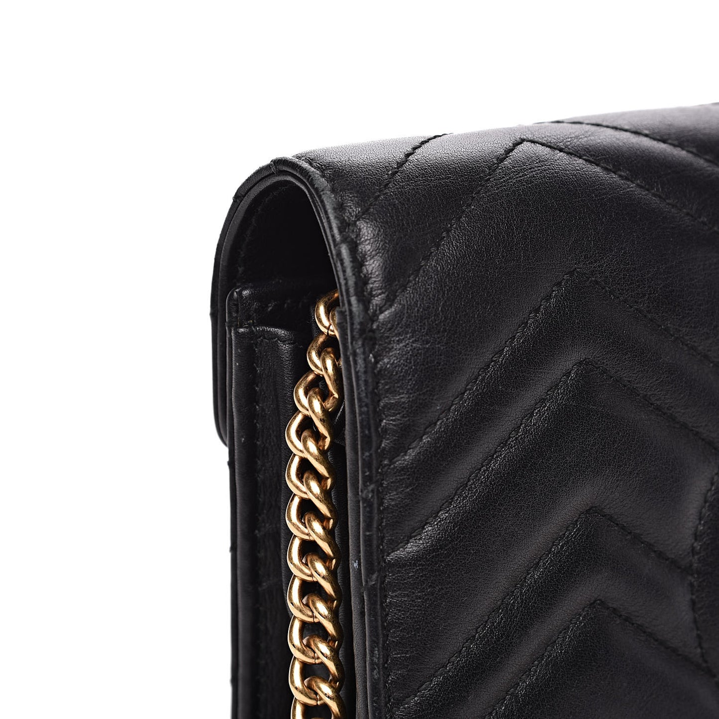 Calfskin Matelasse GG Marmont Chain Wallet Black