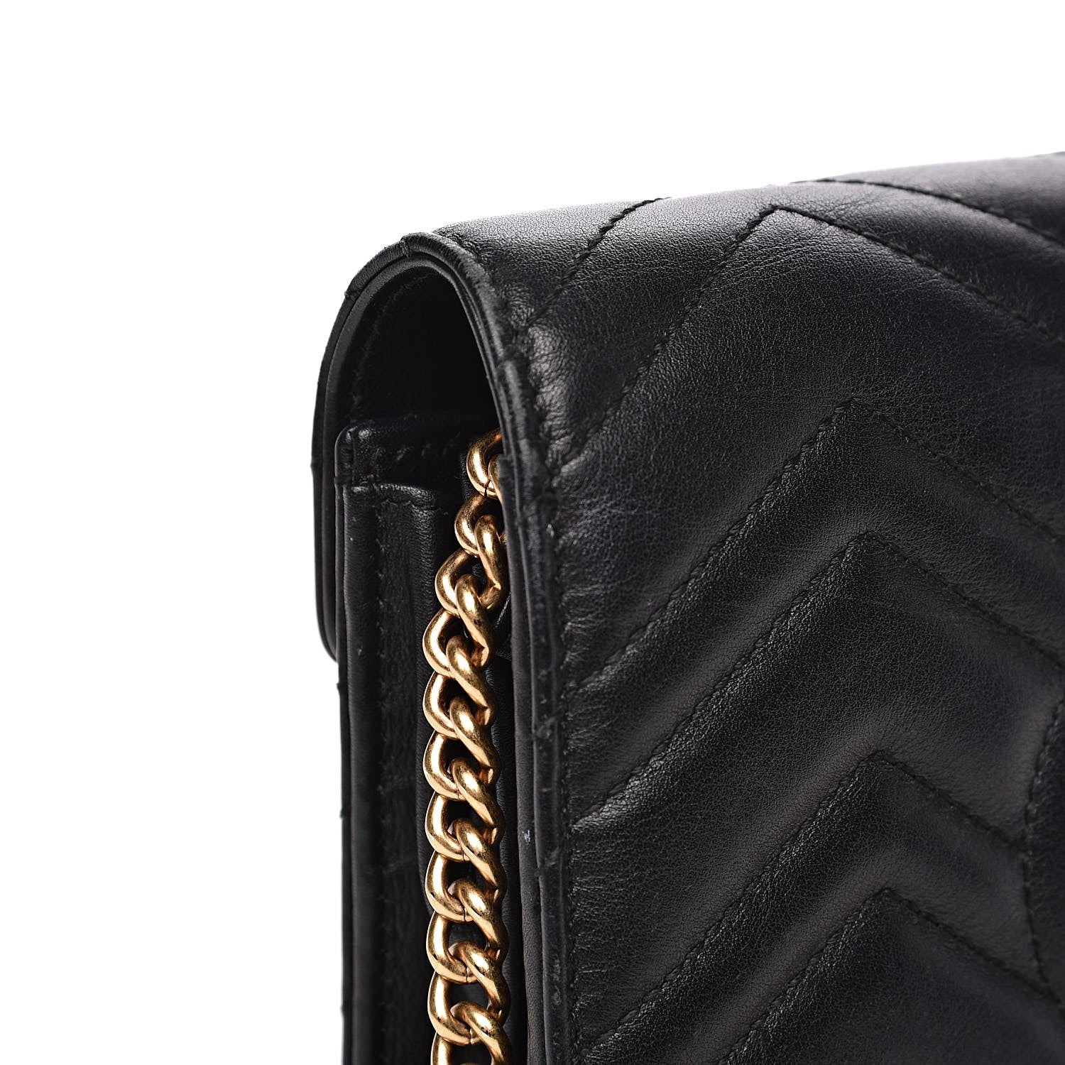 Gucci Calfskin Matelasse GG Marmont Chain Wallet Black 17 of 18