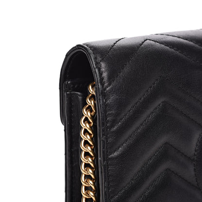 Gucci Calfskin Matelasse GG Marmont Chain Wallet Black 17 of 18
