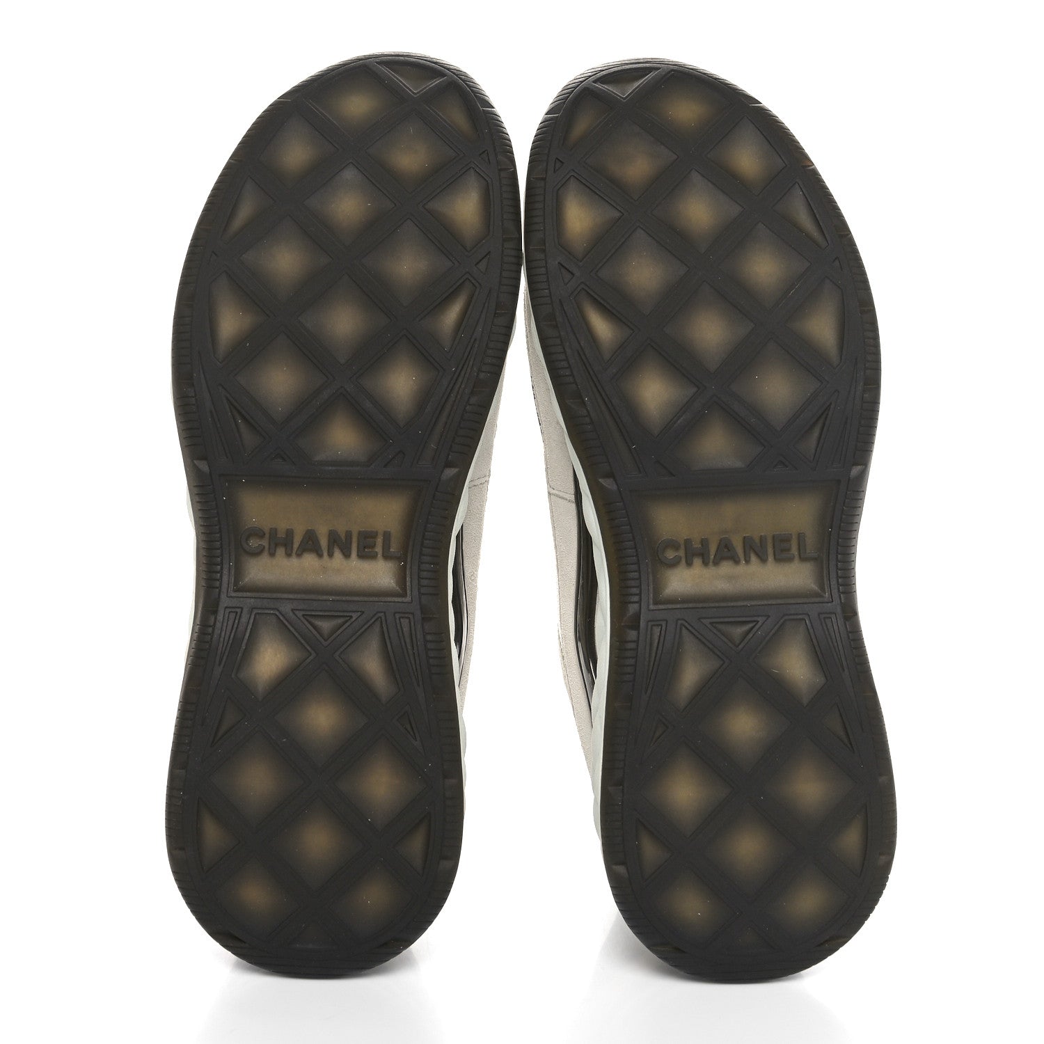 Chanel Velvet Calfskin Mixed Fibers CC Sneakers 37.5 Ivory Black 6 of 9