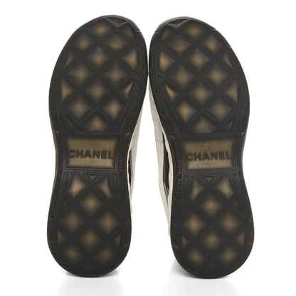Chanel Velvet Calfskin Mixed Fibers CC Sneakers 37.5 Ivory Black 6 of 9