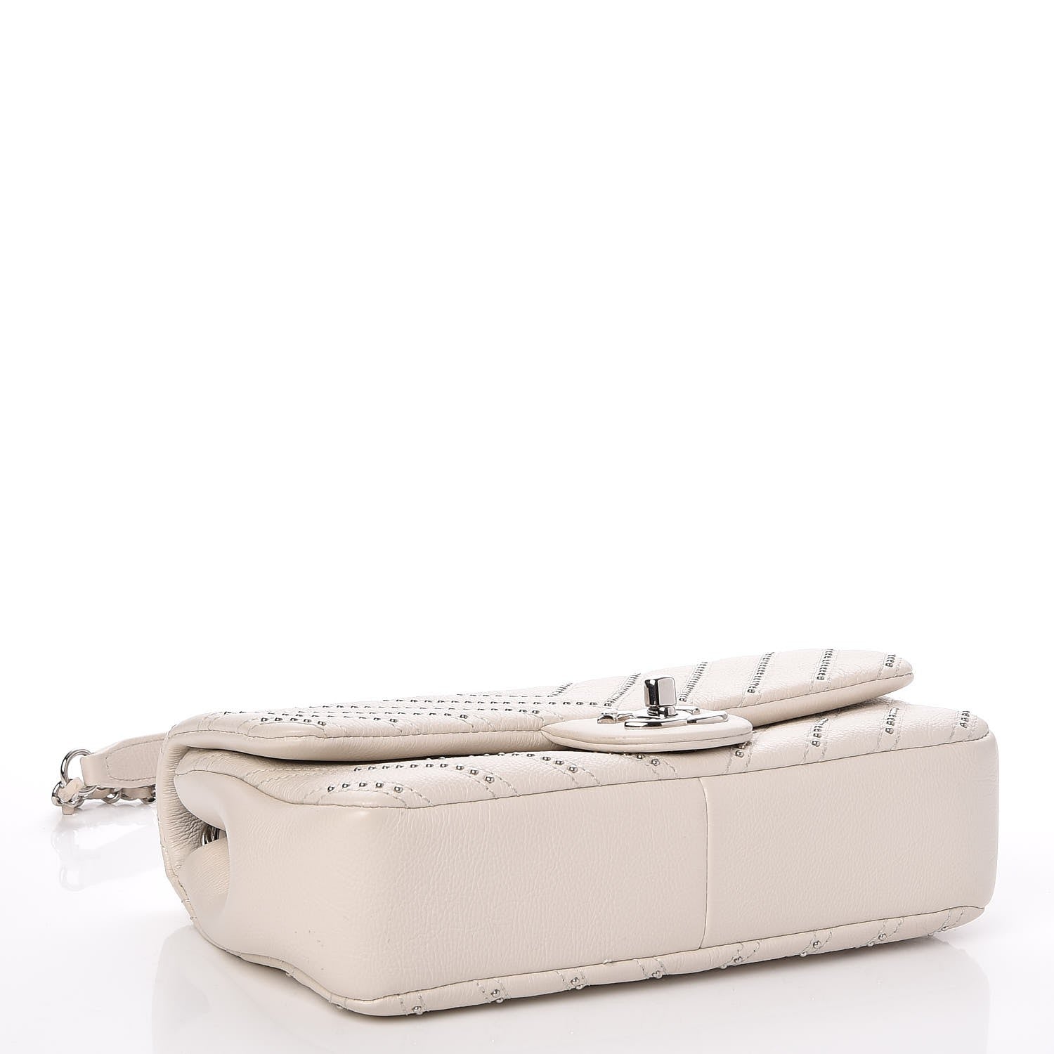 Chanel Calfskin Studded Chevron Quilted Small Stud Wars Flap White 4 of 8