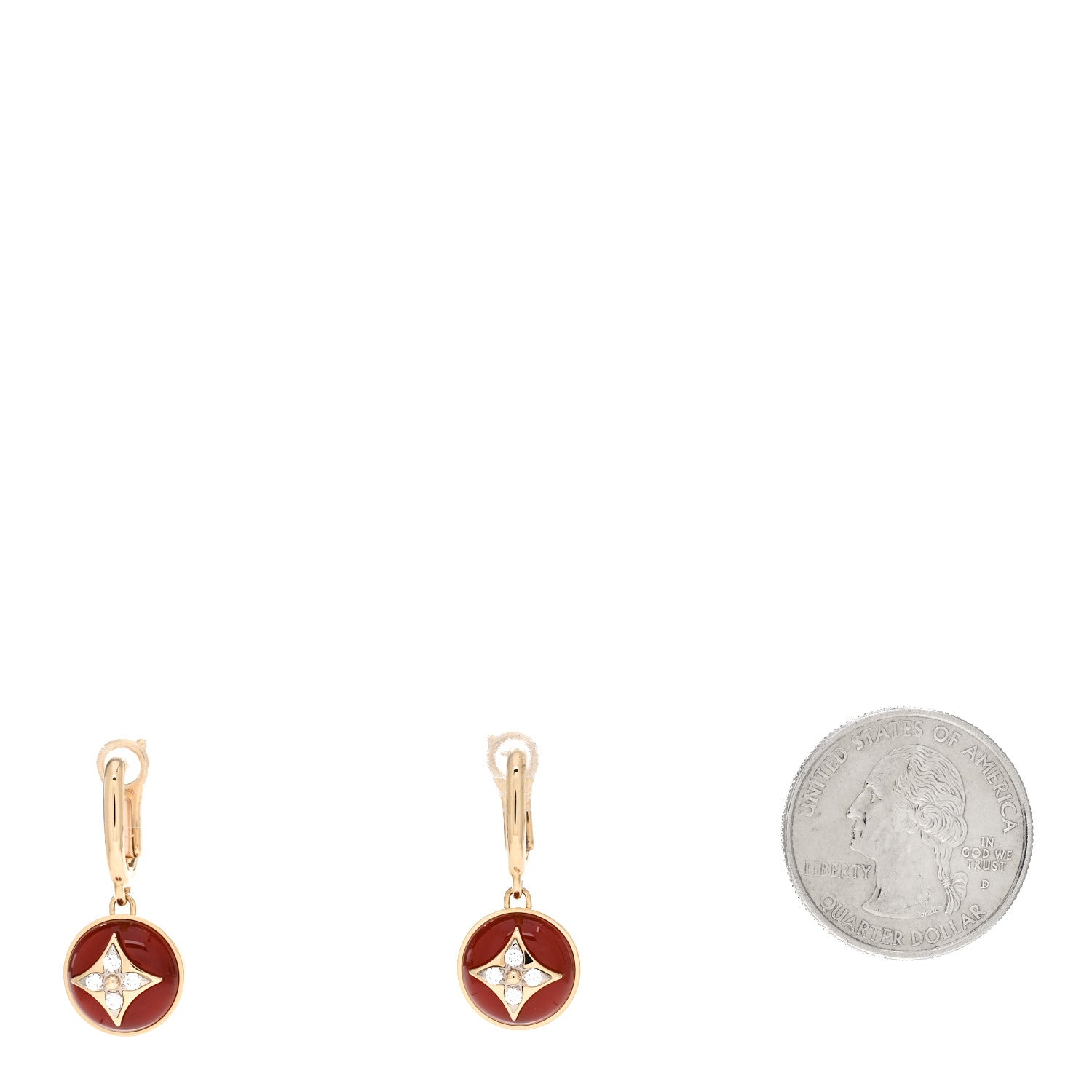 Louis Vuitton 18K Yellow White Gold Diamond Carnelian B Blossom Earrings 2 of 5