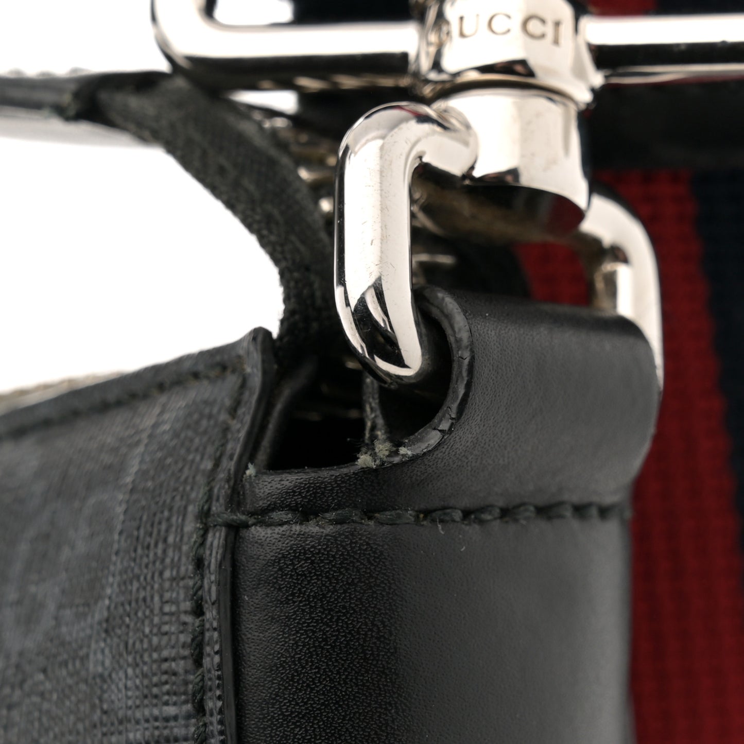 GG Supreme Monogram Night Courrier Flat Messenger Bag Black Multicolor