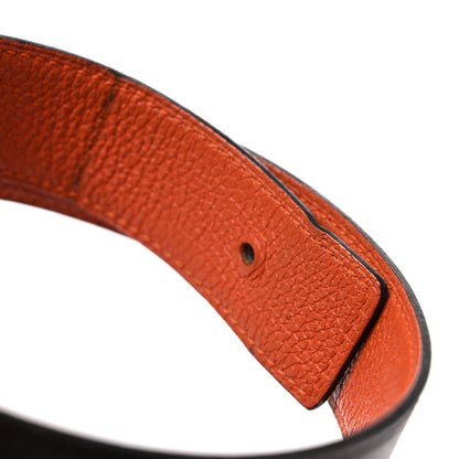 Hermes Box Togo 32mm Strie H Belt 85 34 Chocolate Orange 9 of 10