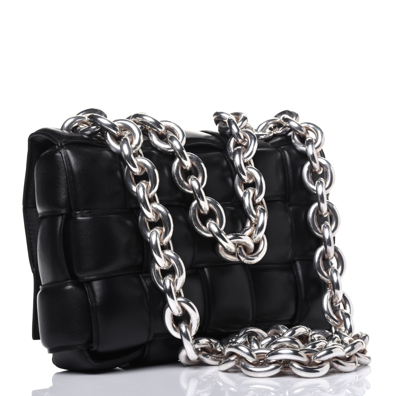 Bottega Veneta Lambskin Maxi Intreccio Padded Chain Cassette Crossbody Bag Black 4 of 14