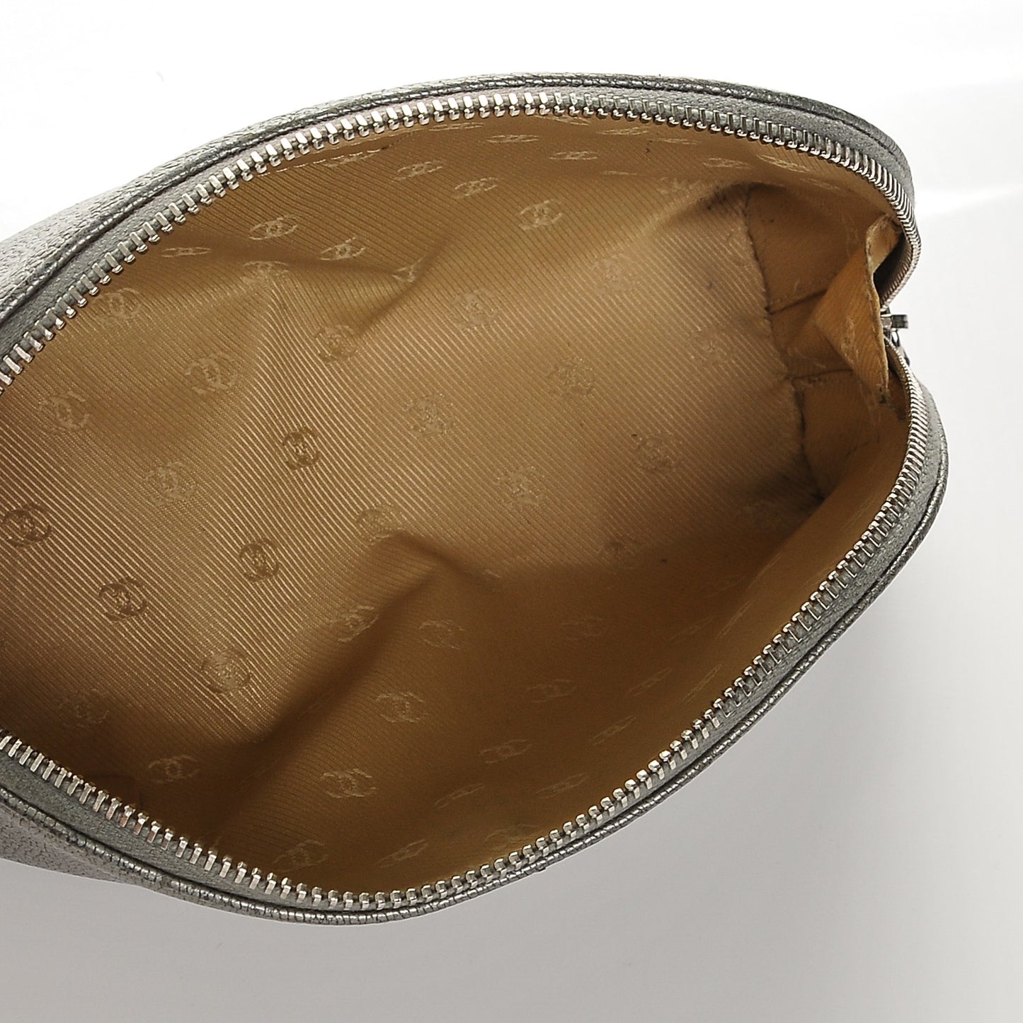 Metallic Goatskin Cosmetic Case Silver