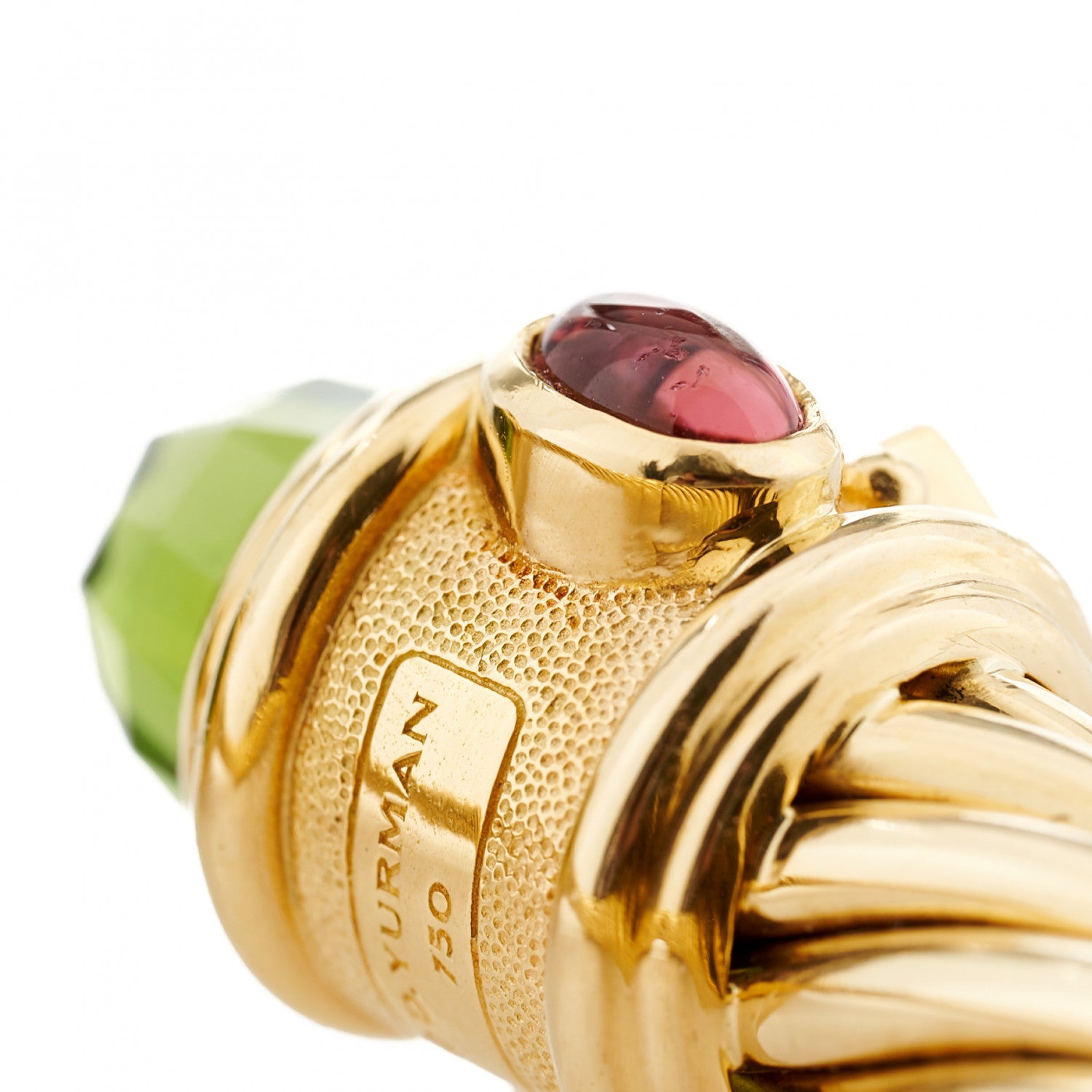 David Yurman 18K Yellow Gold Peridot Tanzanite Pink Tourmaline 10mm Renaissance Cable Bracelet 5 of 6