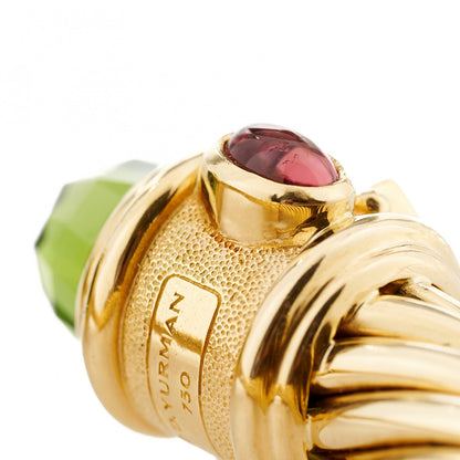 David Yurman 18K Yellow Gold Peridot Tanzanite Pink Tourmaline 10mm Renaissance Cable Bracelet 5 of 6